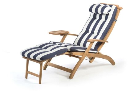 Deluxe kussens voor teak ligstoel wit/navy van ARC