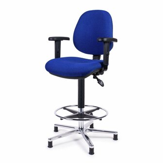 Stuurstoel Rijn met aluminium voet en blauwe bekleding