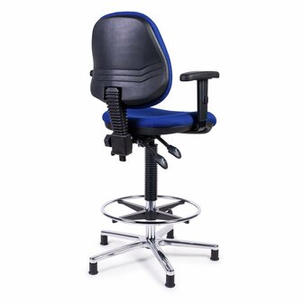 Stuurstoel Rijn met aluminium voet en blauwe bekleding