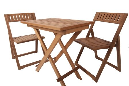 ARC set Teak tafel met 2 teak klapstoelen