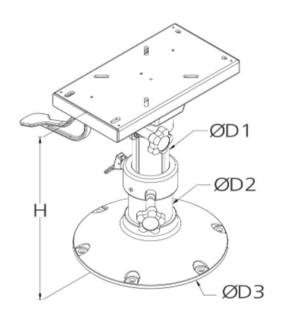 Handmatig verstelbare stoelpoot met swivel, hoogte: 300 - 400 mm