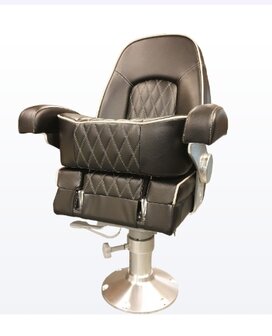 Vetus Seaman stuurstoel, zwart met licht grijze stiksels en wieber patroon