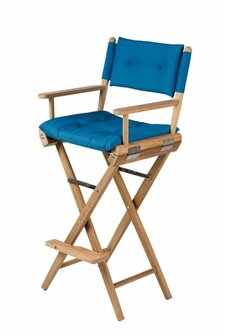Teak regisseursstoel I hoog Forza blauw ongeolied