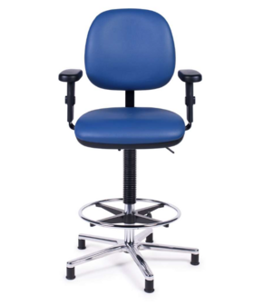 Stuurstoel EEMS met aluminium voet en blauwe skai bekleding 
