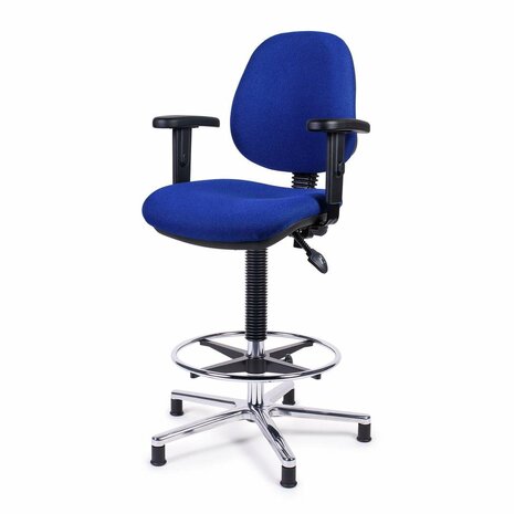 Stuurstoel Rijn met aluminium voet en blauwe bekleding