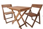 ARC set Teak tafel met 2 teak klapstoelen ongeolied.